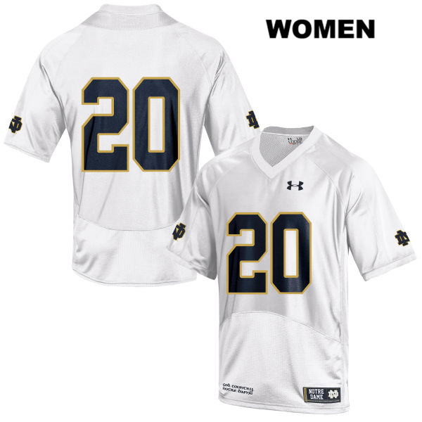 Women's NCAA Notre Dame Fighting Irish #20 C'Bo Flemister Stitched College Under Armour Authentic White No Name Football Jersey KE10V43CS